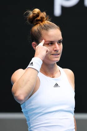 Sport Bilder des Tages January 17, 2022: 5th seed MARIA SAKKARI (GRE) celebrates after defeating TATJANA MARIA (GER) on Rod Laver Arena in a Women s Singles 1st round match on day 1 of the 2022 Australian Open in Melbourne, Australia. Cal Media USA - ZUMAc04_ 20220117_zaf_c04_020 Copyright: xSydneyxLowx