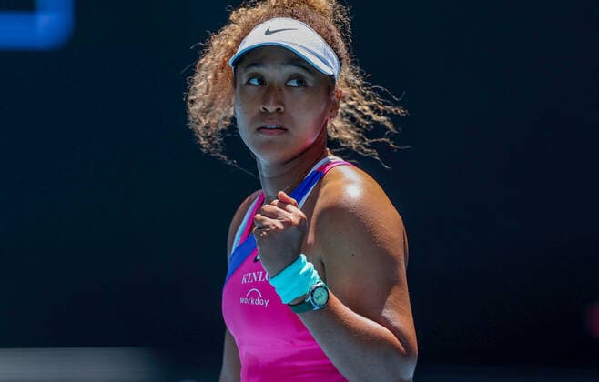 (220117) -- MELBOURNE, Jan. 17, 2022 -- Naomi Osaka of Japan celebrates after the women s singles first round match against Camila Osorio of Colombia at Australian Open 2022 in Melbourne, Australia on Jan. 17, 2022. ) (SP)AUSTRALIA-MELBOURNE-TENNIS-AUSTRALIAN OPEN-WOMEN S SINGLES BaixXuefei 