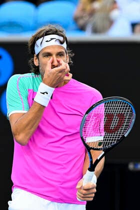 TENNIS AUSTRALIAN OPEN, Feliciano Lopez of Spain reacts during his first Round Men s singles match against John Millman of Australia on Day 1 of the Australian Open, at Melbourne Park, in Melbourne, Monday, January 17, 2022. ( NO ARCHIVING, EDITORIAL USE ONLY, NO USE IN BOOKS WITHOUT CONSENT MELBOURNE VIC AUSTRALIA  Copyright: xDEANxLEWINSx 20220117001614161925