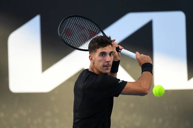 TENNIS AUSTRALIAN OPEN, Thanasi Kokkinakis of Australia in action during their Mens singles match against Yannick Hanfmann of Germany on Day 1 of the Australian Open tennis tournament, at Melbourne Park, in Melbourne, Monday, January 17, 2022. ( NO ARCHIVING, EDITORIAL USE ONLY, NO USE IN BOOKS WITHOUT CONSENT MELBOURNE VIC AUSTRALIA  Copyright: xJAMESxROSSx 0147968560st