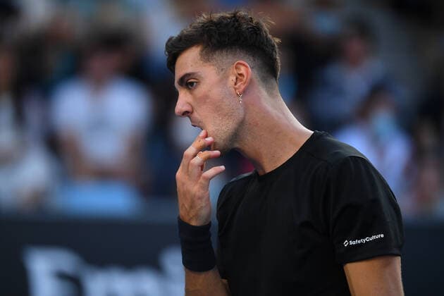 Thanasi Kokkinakis of Australia is seen during their Mens singles match against Yannick Hanfmann of Germany on Day 1 of the Australian Open tennis tournament, at Melbourne Park, in Melbourne, Monday, January 17, 2022. (AAP Image James Ross) NO ARCHIVING MELBOURNE AUSTRALIA - ZUMALIAN 0147970162st Copyright: xJAMESxROSSx