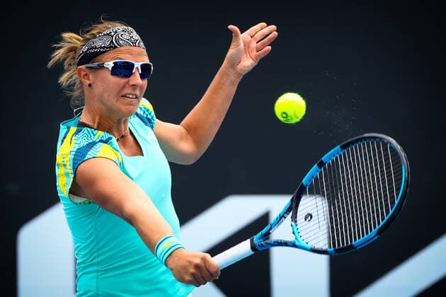 Belgian Kirsten Flipkens pictured in action during a tennis match between Belgian Flipkens and Spanish Sorribes Tormo, in the first round of the women s singles at the Australian Open Grand Slam tennis tournament, Monday 17 January 2022 in Melbourne Park, Melbourne, Australia. Flipkens lost the game 6-4 6-1. The 2022 edition of the Australian Grand Slam takes place from January 17th to January 30th. PATRICKxHAMILTON  x3440574x
