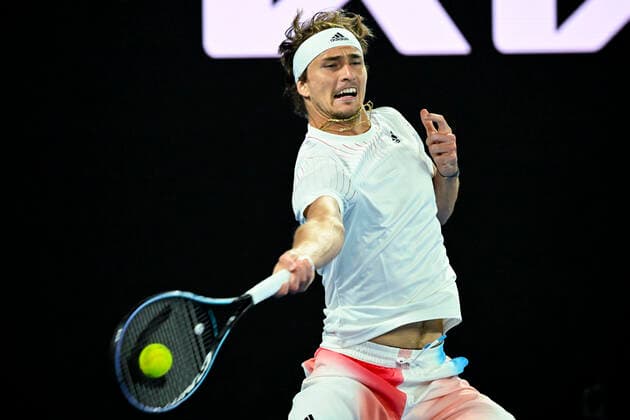 TENNIS AUSTRALIAN OPEN, Alexander Zverev of Germany plays a shot during his first Round Men s singles match against Daniel Altmaier of Germany on Day 1 of the Australian Open, at Melbourne Park, in Melbourne, Monday, January 17, 2022. ( NO ARCHIVING, EDITORIAL USE ONLY, NO USE IN BOOKS WITHOUT CONSENT MELBOURNE VIC AUSTRALIA  Copyright: xDAVExHUNTx 20220117001614172403