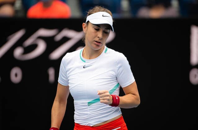 January 17, 2022, MELBOURNE, AUSTRALIA: Belinda Bencic of Switzerland in action during the first round of the 2022 Australian Open Grand Slam tennis tournament against Kristina Mladenovic of France MELBOURNE AUSTRALIA - ZUMAa181 20220117_zaa_a181_012 Copyright: xRobxPrangex
