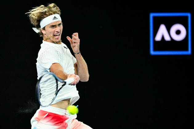 TENNIS AUSTRALIAN OPEN, Alexander Zverev of Germany plays a shot during his first Round Men s singles match against Daniel Altmaier of Germany on Day 1 of the Australian Open, at Melbourne Park, in Melbourne, Monday, January 17, 2022. ( NO ARCHIVING, EDITORIAL USE ONLY, NO USE IN BOOKS WITHOUT CONSENT MELBOURNE VIC AUSTRALIA  Copyright: xDAVExHUNTx 20220117001614176592