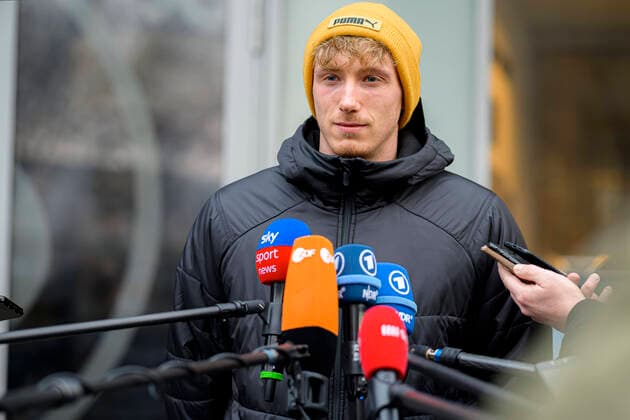 Bratislava, 17 January 2022 Handball EHF European Championship, Preliminary Round, Group D, Germany Media Day Till Klimpke Germany HSG Wetzlar Bratislava Lindner Hotel Slovakia