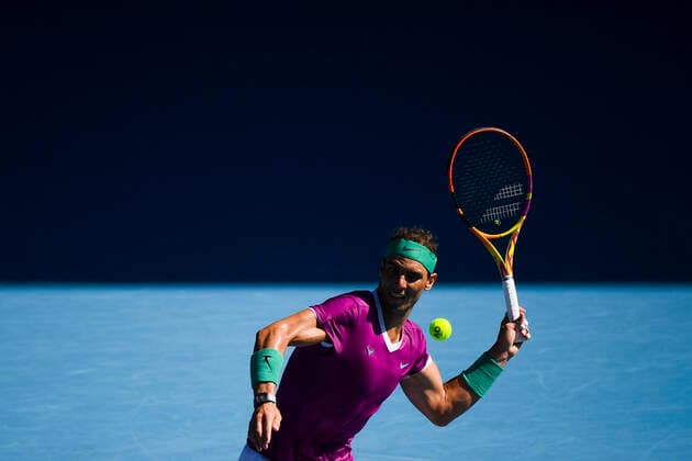TENNIS AUSTRALIAN OPEN, Rafael Nadal of Spain reacts after winning his first Round Men s singles match against Marcos Giron of the United States on Day 1 of the Australian Open, at Melbourne Park, in Melbourne, Monday, January 17, 2022. ( NO ARCHIVING, EDITORIAL USE ONLY, NO USE IN BOOKS WITHOUT CONSENT MELBOURNE VIC AUSTRALIA  Copyright: xDEANxLEWINSx 20220117001614178929