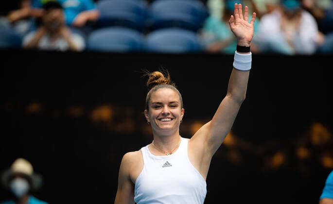 Sport Bilder des Tages January 17, 2022, MELBOURNE, AUSTRALIA: Maria Sakkari of Greece in action during the first round of the 2022 Australian Open Grand Slam tennis tournament against Tatjana Maria of Germany MELBOURNE AUSTRALIA - ZUMAa181 20220117_zaa_a181_084 Copyright: xRobxPrangex