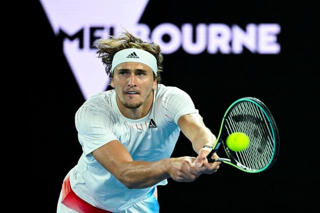 TENNIS AUSTRALIAN OPEN, Alexander Zverev of Germany plays a shot during his first Round Men s singles match against Daniel Altmaier of Germany on Day 1 of the Australian Open, at Melbourne Park, in Melbourne, Monday, January 17, 2022. ( NO ARCHIVING, EDITORIAL USE ONLY, NO USE IN BOOKS WITHOUT CONSENT MELBOURNE VIC AUSTRALIA  Copyright: xDAVExHUNTx 20220117001614180342