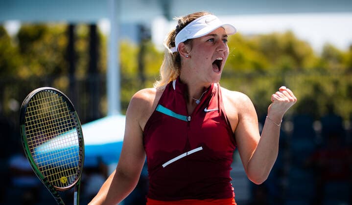 January 17, 2022, MELBOURNE, AUSTRALIA: Marta Kostyuk of Ukraine in action during the first round of the 2022 Australian Open Grand Slam tennis tournament against Diane Parry of France MELBOURNE AUSTRALIA - ZUMAa181 20220117_zaa_a181_142 Copyright: xRobxPrangex