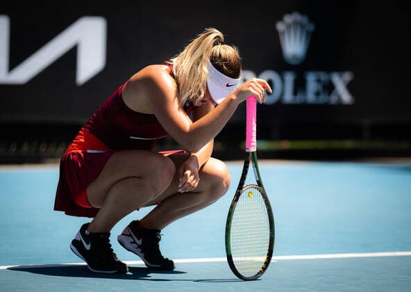 January 17, 2022, MELBOURNE, AUSTRALIA: Marta Kostyuk of Ukraine in action during the first round of the 2022 Australian Open Grand Slam tennis tournament against Diane Parry of France MELBOURNE AUSTRALIA - ZUMAa181 20220117_zaa_a181_148 Copyright: xRobxPrangex