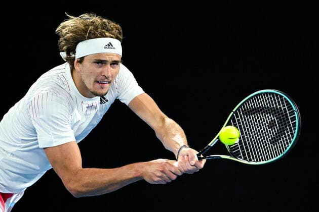 TENNIS AUSTRALIAN OPEN, Alexander Zverev of Germany plays a shot during his first Round Men s singles match against Daniel Altmaier of Germany on Day 1 of the Australian Open, at Melbourne Park, in Melbourne, Monday, January 17, 2022. ( NO ARCHIVING, EDITORIAL USE ONLY, NO USE IN BOOKS WITHOUT CONSENT MELBOURNE VIC AUSTRALIA  Copyright: xDAVExHUNTx 20220117001614184048
