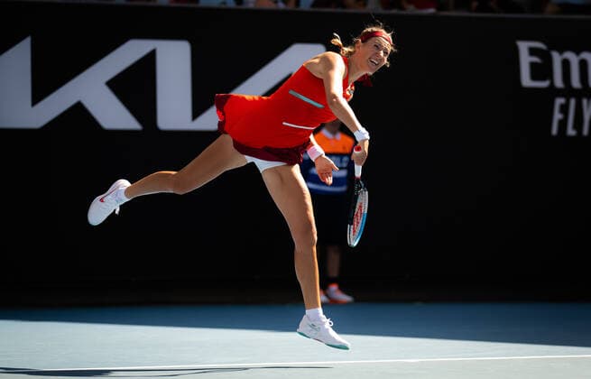January 17, 2022, MELBOURNE, AUSTRALIA: Victoria Azarenka of Belarus in action during the first round of the 2022 Australian Open Grand Slam tennis tournament against Panna Udvardy of Hungary MELBOURNE AUSTRALIA - ZUMAa181 20220117_zaa_a181_175 Copyright: xRobxPrangex