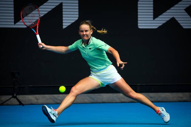 French Fiona Ferro WTA, Tennis Damen 104) pictured in action during a game between French Ferro and Ukrainian Svitolina at the Australian Open Grand Slam tennis tournament, Monday 17 January 2022 in Melbourne Park, Melbourne, Australia. The 2022 edition of the Australian Grand Slam takes place from January 17th to January 30th. PATRICKxHAMILTON  x3455140x