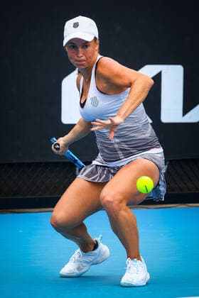Yulia Putintseva WTA, Tennis Damen 43) pictured in action during a game between Kazakh Putinseva and French Tan at the Australian Open Grand Slam tennis tournament, Monday 17 January 2022 in Melbourne Park, Melbourne, Australia. Tan won the match 6-3 6-3. The 2022 edition of the Australian Grand Slam takes place from January 17th to January 30th. PATRICKxHAMILTON  x3456652x