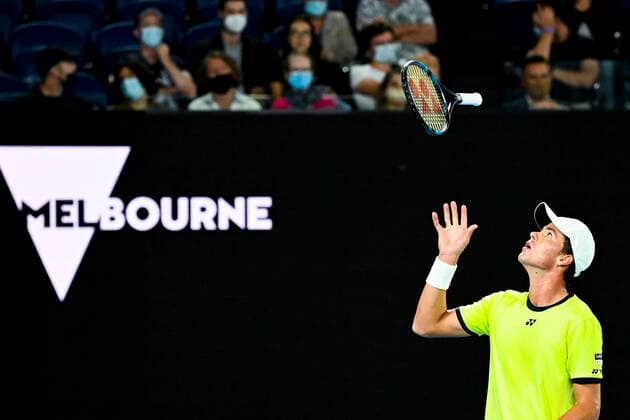 TENNIS AUSTRALIAN OPEN, Daniel Altmaier of Germany reacts during his first Round Men s singles match against Alexander Zverev of Germany on Day 1 of the Australian Open, at Melbourne Park, in Melbourne, Monday, January 17, 2022. ( NO ARCHIVING, EDITORIAL USE ONLY, NO USE IN BOOKS WITHOUT CONSENT MELBOURNE VIC AUSTRALIA  Copyright: xDAVExHUNTx 20220117001614196625