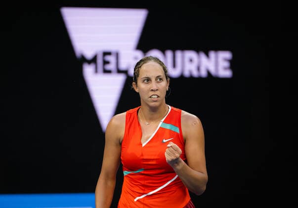 January 17, 2022, MELBOURNE, AUSTRALIA: Madison Keys of the United States in action during the first round of the 2022 Australian Open Grand Slam tennis tournament against Sofia Kenin of the United States MELBOURNE AUSTRALIA - ZUMAa181 20220117_zaa_a181_248 Copyright: xRobxPrangex