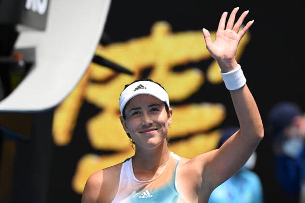 TENNIS AUSTRALIAN OPEN, Garbine Muguruza of of Spain celebrates her win over Clara Burel of France during their round 1 match on Day 2 of the Australian Open at Melbourne Park, in Melbourne, Tuesday, January 18, 2022. ( NO ARCHIVING, EDITORIAL USE ONLY, NO USE IN BOOKS WITHOUT CONSENT MELBOURNE VIC AUSTRALIA  Copyright: xDEANxLEWINSx 20220118001614356146