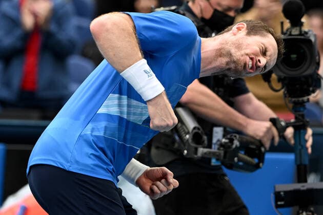Sport Bilder des Tages TENNIS AUSTRALIAN OPEN, Andy Murray of Great Britain reacts after winning his first round Men?s singles match against Nikoloz Basilashvili of Georgia on Day 2 of the Australian Open, at Melbourne Park, in Melbourne, Tuesday, January 18, 2022. ( NO ARCHIVING, EDITORIAL USE ONLY, NO USE IN BOOKS WITHOUT CONSENT MELBOURNE VIC AUSTRALIA  Copyright: xDAVExHUNTx 20220118001614398268
