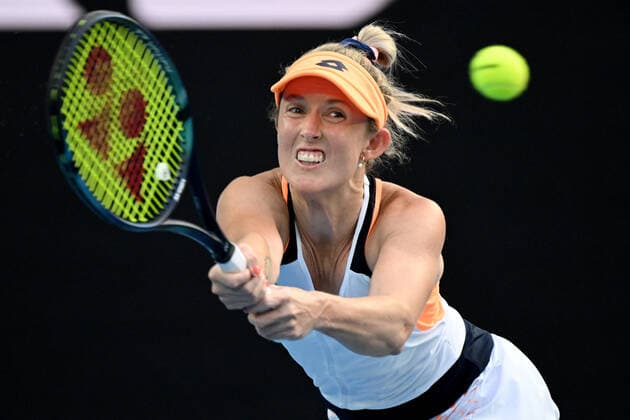 TENNIS AUSTRALIAN OPEN, Storm Sanders of Australia plays a shot during her first round Women?s singles match against Aryna Sabelenka of Belarus on Day 2 of the Australian Open, at Melbourne Park, in Melbourne, Tuesday, January 18, 2022. ( NO ARCHIVING, EDITORIAL USE ONLY, NO USE IN BOOKS WITHOUT CONSENT MELBOURNE VIC AUSTRALIA  Copyright: xDEANxLEWINSx 20220118001614407711
