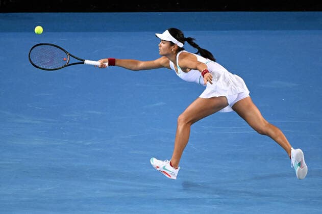 Mandatory Credit: Photo by James Gourley Shutterstock (12763707hq) Emma Raducanu during her first round match Australian Open, Day Two, Tennis, Melbourne Park, Melbourne, Australia - 18 Jan 2022 Australian Open, Day Two, Tennis, Melbourne Park, Melbourne, Australia - 18 Jan 2022  Copyright: xJamesxGourley Shutterstockx 12763707hq