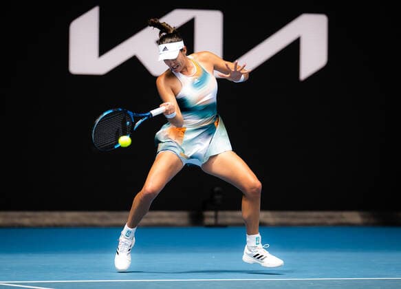 January 18, 2022, MELBOURNE, AUSTRALIA: Garbine Muguruza of Spain in action during the first round of the 2022 Australian Open Grand Slam tennis tournament against Clara Burel of France MELBOURNE AUSTRALIA - ZUMAa181 20220118_zaa_a181_191 Copyright: xRobxPrangex