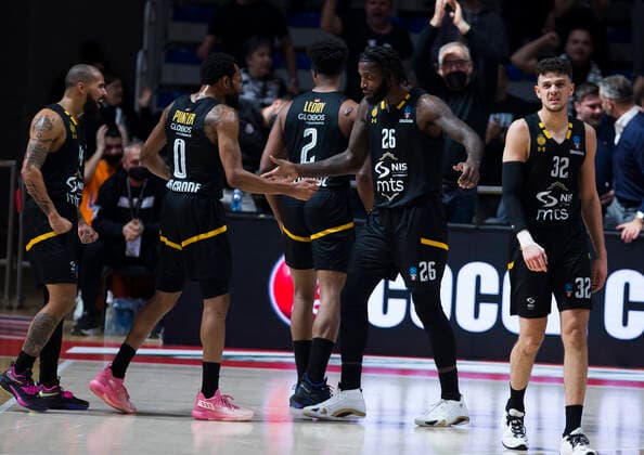 Mathias Lessort of Partizan Nis Belgrade, Uros Trifunovic of Partizan Nis Belgrade Partizan Nis Belgrade vs Hamburg Towers, Euro Cup Basketball, 18 January, 18 01 2022 Partizan Nis Belgrade vs Hamburg Towers, Euro Cup Basketball, 18 January, 18 01 2022 Belgrade Copyright: xEIBNER NikolaxKrsticx EP_EER