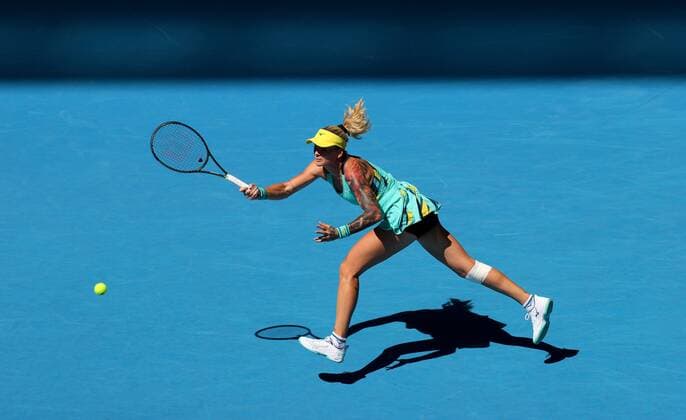 Mandatory Credit: Photo by Ella Ling Shutterstock (12763715b) Tereza Martincova in second round action Australian Open, Day Three, Tennis, Melbourne Park, Melbourne, Australia - 19 Jan 2022 Australian Open, Day Three, Tennis, Melbourne Park, Melbourne, Australia - 19 Jan 2022 Copyright: xEllaxLing Shutterstockx 12763715b