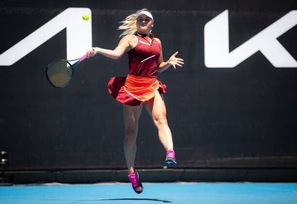 Mandatory Credit: Photo by Rob Prange Shutterstock (12763713q) Marta Kostyuk of Ukraine in action during the second round of the 2022 Australian Open Grand Slam tennis tournament Australian Open, Day Three, Tennis, Melbourne Park, Melbourne, Australia - 19 Jan 2022 Australian Open, Day Three, Tennis, Melbourne Park, Melbourne, Australia - 19 Jan 2022 Copyright: xRobxPrange Shutterstockx 12763713q