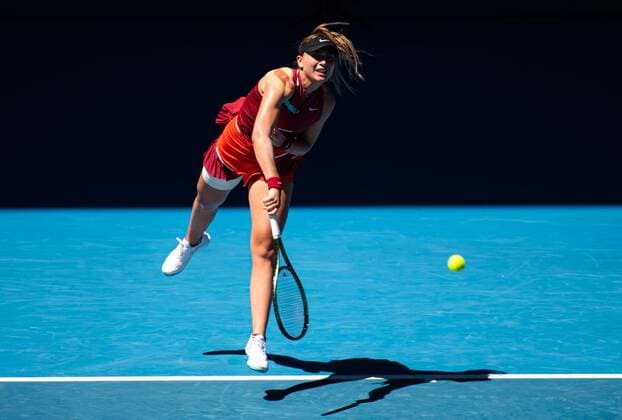Mandatory Credit: Photo by Rob Prange Shutterstock (12763713ah) Paula Badosa of Spain in action during the second round of the 2022 Australian Open Grand Slam tennis tournament Australian Open, Day Three, Tennis, Melbourne Park, Melbourne, Australia - 19 Jan 2022 Australian Open, Day Three, Tennis, Melbourne Park, Melbourne, Australia - 19 Jan 2022 Copyright: xRobxPrange Shutterstockx 12763713ah