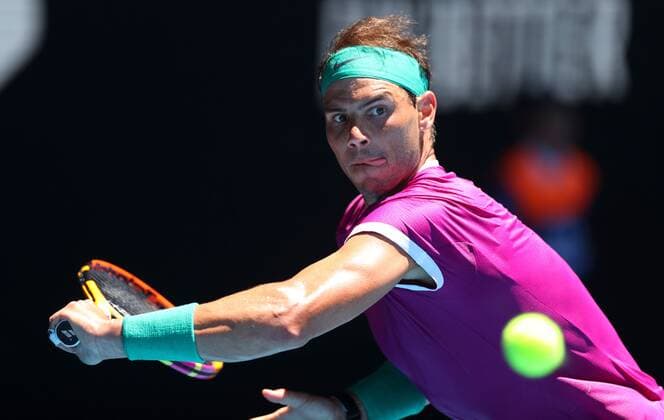 Mandatory Credit: Photo by Ella Ling Shutterstock (12763715bz) Rafael Nadal in second round action Australian Open, Day Three, Tennis, Melbourne Park, Melbourne, Australia - 19 Jan 2022 Australian Open, Day Three, Tennis, Melbourne Park, Melbourne, Australia - 19 Jan 2022 Copyright: xEllaxLing Shutterstockx 12763715bz