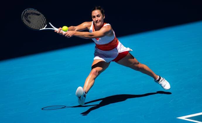 Mandatory Credit: Photo by Rob Prange Shutterstock (12763713as) Martina Trevisan of Italy in action during the second round of the 2022 Australian Open Grand Slam tennis tournament Australian Open, Day Three, Tennis, Melbourne Park, Melbourne, Australia - 19 Jan 2022 Australian Open, Day Three, Tennis, Melbourne Park, Melbourne, Australia - 19 Jan 2022 Copyright: xRobxPrange Shutterstockx 12763713as