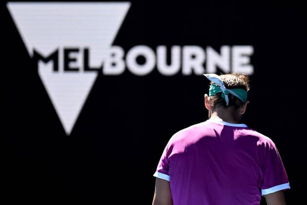 TENNIS AUSTRALIAN OPEN, Rafael Nadal of Spain during his second round Men?s singles match against Yannick Hanfmann of Germany on Day 3 of the Australian Open, at Melbourne Park, in Melbourne, Wednesday, January 19, 2022. ( NO ARCHIVING, EDITORIAL USE ONLY, NO USE IN BOOKS WITHOUT CONSENT MELBOURNE VIC AUSTRALIA  Copyright: xDEANxLEWINSx 20220119001614648959
