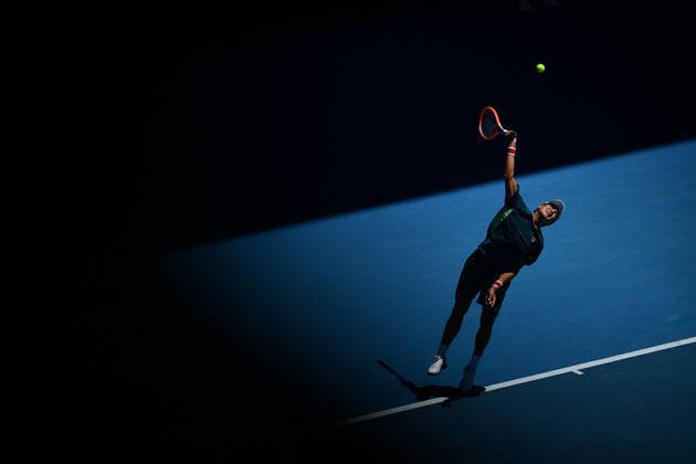 TENNIS AUSTRALIAN OPEN, Sonwoo Kwon of Korea serves during his second round Men?s singles match against Denis Shapovalov of Canada on Day 3 of the Australian Open, at Melbourne Park, in Melbourne, Wednesday, January 19, 2022. ( NO ARCHIVING, EDITORIAL USE ONLY, NO USE IN BOOKS WITHOUT CONSENT MELBOURNE VIC AUSTRALIA  Copyright: xJAMESxROSSx 20220119001614650834