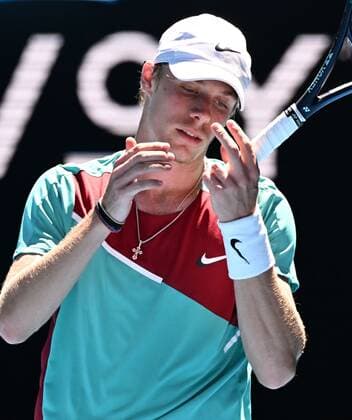 Mandatory Credit: Photo by James Gourley Shutterstock (12763717dl) Denis Shapovalov during his second round match Australian Open, Day Three, Tennis, Melbourne Park, Melbourne, Australia - 19 Jan 2022 Australian Open, Day Three, Tennis, Melbourne Park, Melbourne, Australia - 19 Jan 2022 Copyright: xJamesxGourley Shutterstockx 12763717dl