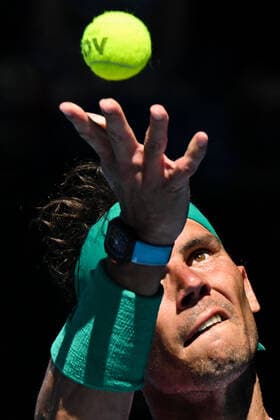 January 19, 2022: 6th seed RAFAEL NADAL (ESP) in action against YANNICK HANFMANN (GER) on Rod Laver Arena in a Men s Singles 2nd round match on day 3 of the 2022 Australian Open in Melbourne, Australia. Cal Media. Nadal won 6:2 6:3 6:4 USA - ZUMAc04_ 20220119_zaf_c04_002 Copyright: xSydneyxLowx