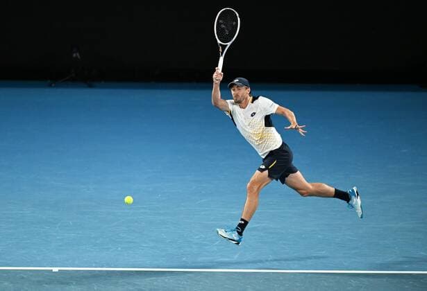 Mandatory Credit: Photo by James Gourley Shutterstock (12763717fx) John Millman during his second round match Australian Open, Day Three, Tennis, Melbourne Park, Melbourne, Australia - 19 Jan 2022 Australian Open, Day Three, Tennis, Melbourne Park, Melbourne, Australia - 19 Jan 2022 Copyright: xJamesxGourley Shutterstockx 12763717fx