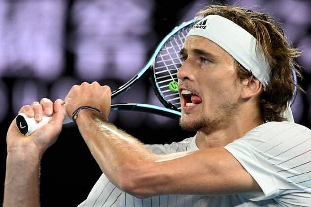 TENNIS AUSTRALIAN OPEN, Alexander Zverev of Germany plays a shot during his second round Men?s singles match against John Millman of Australia on Day 3 of the Australian Open, at Melbourne Park, in Melbourne, Wednesday, January 19, 2022. ( NO ARCHIVING, EDITORIAL USE ONLY, NO USE IN BOOKS WITHOUT CONSENT MELBOURNE VIC AUSTRALIA  Copyright: xDAVExHUNTx 20220119001614714496