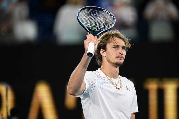 Mandatory Credit: Photo by James Gourley Shutterstock (12763717hh) Alexander Zverev celebrates victory in his second round match Australian Open, Day Three, Tennis, Melbourne Park, Melbourne, Australia - 19 Jan 2022 Australian Open, Day Three, Tennis, Melbourne Park, Melbourne, Australia - 19 Jan 2022  Copyright: xJamesxGourley Shutterstockx 12763717hh