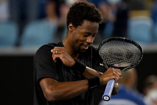 TENNIS AUSTRALIAN OPEN, Gael Monfils of France celebrates after winning his second round Men?s singles match against Alexander Bublik of Khazakstan on Day 3 of the Australian Open, at Melbourne Park, in Melbourne, Wednesday, January 19, 2022. ( NO ARCHIVING, EDITORIAL USE ONLY, NO USE IN BOOKS WITHOUT CONSENT MELBOURNE VIC AUSTRALIA  Copyright: xDEANxLEWINSx 20220119001614727090