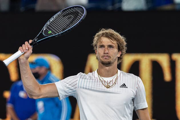 (220119) -- MELBOURNE, Jan. 19, 2022 -- Alexander Zverev of Germany reacts after winning the Men s Singles second round match against John Millman of Australia at Australian Open in Melbourne Park, in Melbourne, Australia, on Jan. 19, 2022. (Photo by Hu Jingchen Xinhua) (SP)AUSTRALIA-MELBOURNE-TENNIS-AUSTRALIAN OPEN-MEN S SINGLES BaixXuefei 