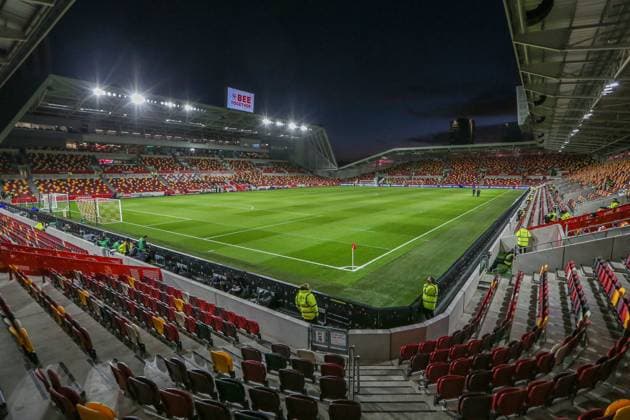Brentford v Manchester United, ManU Premier League 19 01 2022. General View inside The stadium during the Premier League match between Brentford and Manchester United at Brentford Community Stadium, Brentford, England on 19 January 2022. Brentford Brentford Community Stadium Greater London England Editorial use only DataCo restrictions apply See www.football-dataco.com , Copyright: xPhilxDuncanx PSI-14475-0001