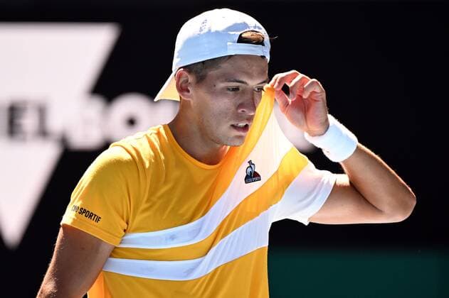 Mandatory Credit: Photo by James Gourley Shutterstock (12765058di) Sebastian Baez during his second round match Australian Open, Day Four, Tennis, Melbourne Park, Melbourne, Australia - 20 Jan 2022 Australian Open, Day Four, Tennis, Melbourne Park, Melbourne, Australia - 20 Jan 2022 Copyright: xJamesxGourley Shutterstockx 12765058di