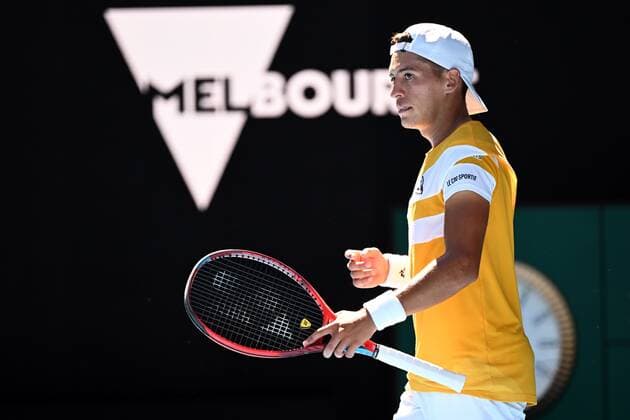 Mandatory Credit: Photo by James Gourley Shutterstock (12765058dj) Sebastian Baez during his second round match Australian Open, Day Four, Tennis, Melbourne Park, Melbourne, Australia - 20 Jan 2022 Australian Open, Day Four, Tennis, Melbourne Park, Melbourne, Australia - 20 Jan 2022 Copyright: xJamesxGourley Shutterstockx 12765058dj