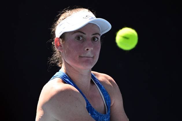 Mandatory Credit: Photo by James Gourley Shutterstock (12765058ea) Tamara Zidansek during her second round match Australian Open, Day Four, Tennis, Melbourne Park, Melbourne, Australia - 20 Jan 2022 Australian Open, Day Four, Tennis, Melbourne Park, Melbourne, Australia - 20 Jan 2022 Copyright: xJamesxGourley Shutterstockx 12765058ea