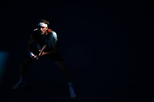 Mandatory Credit: Photo by James Gourley Shutterstock (12765058ez) Stefanos Tsitsipas during his second round match Australian Open, Day Four, Tennis, Melbourne Park, Melbourne, Australia - 20 Jan 2022 Australian Open, Day Four, Tennis, Melbourne Park, Melbourne, Australia - 20 Jan 2022 Copyright: xJamesxGourley Shutterstockx 12765058ez