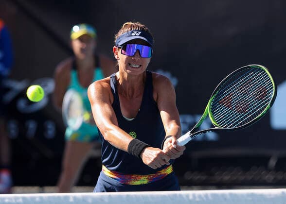 Darija Jurak CRO and Andreja Klepac, Womens Doubles Tennis Australian Open 2022 Grand Slam Melbourne Park Melbourne Victoria Australia 20 January 2022 Copyright: xJuergenxHasenkopfx