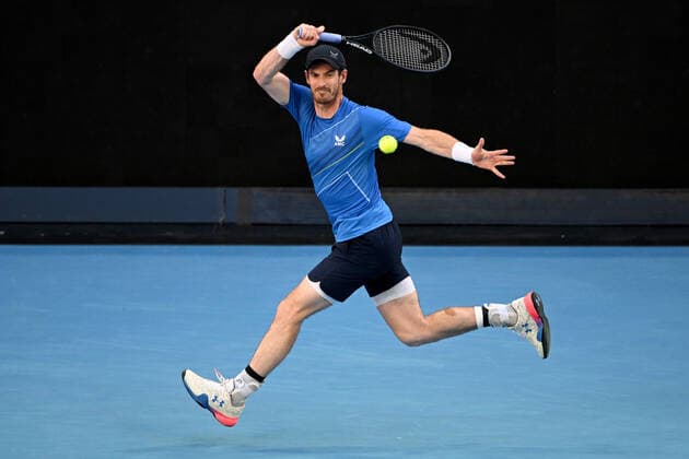 TENNIS AUSTRALIAN OPEN, Andy Murray of Great Britain plays a shot during his second round Men?s singles match against Taro Daniel of Japan on day 4 of the Australian Open at Melbourne Park in Melbourne, Thursday, January 20, 2022. ( NO ARCHIVING, EDITORIAL USE ONLY, NO USE IN BOOKS WITHOUT CONSENT MELBOURNE VICTORIA AUSTRALIA  Copyright: xDAVExHUNTx 20220120001615133568