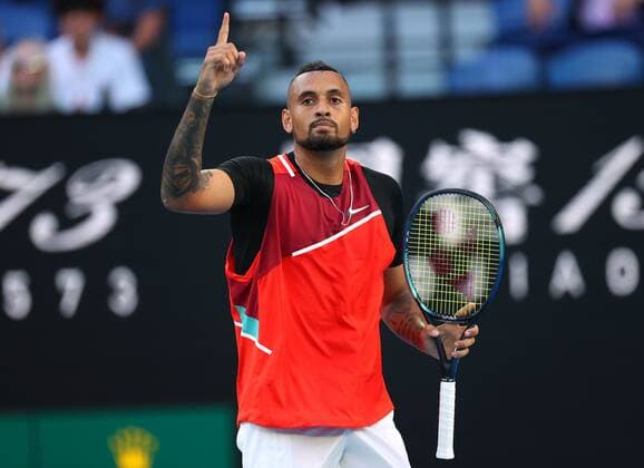 Mandatory Credit: Photo by Ella Ling Shutterstock (12765065fk) Nick Kyrgios during his second round match Australian Open, Day Four, Tennis, Melbourne Park, Melbourne, Australia - 20 Jan 2022 Australian Open, Day Four, Tennis, Melbourne Park, Melbourne, Australia - 20 Jan 2022 Copyright: xEllaxLing Shutterstockx 12765065fk