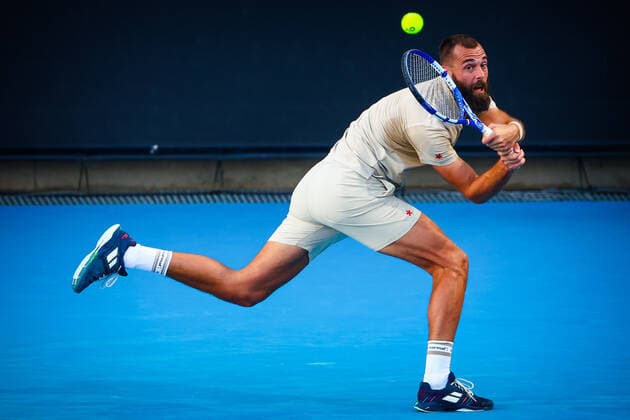 French Benoit Paire pictured in action during the Australian Open Grand Slam tennis tournament, Thursday 20 January 2022 in Melbourne Park, Melbourne, Australia. The 2022 edition of the Australian Grand Slam takes place from January 17th to January 30th. PATRICKxHAMILTON  x4074064x